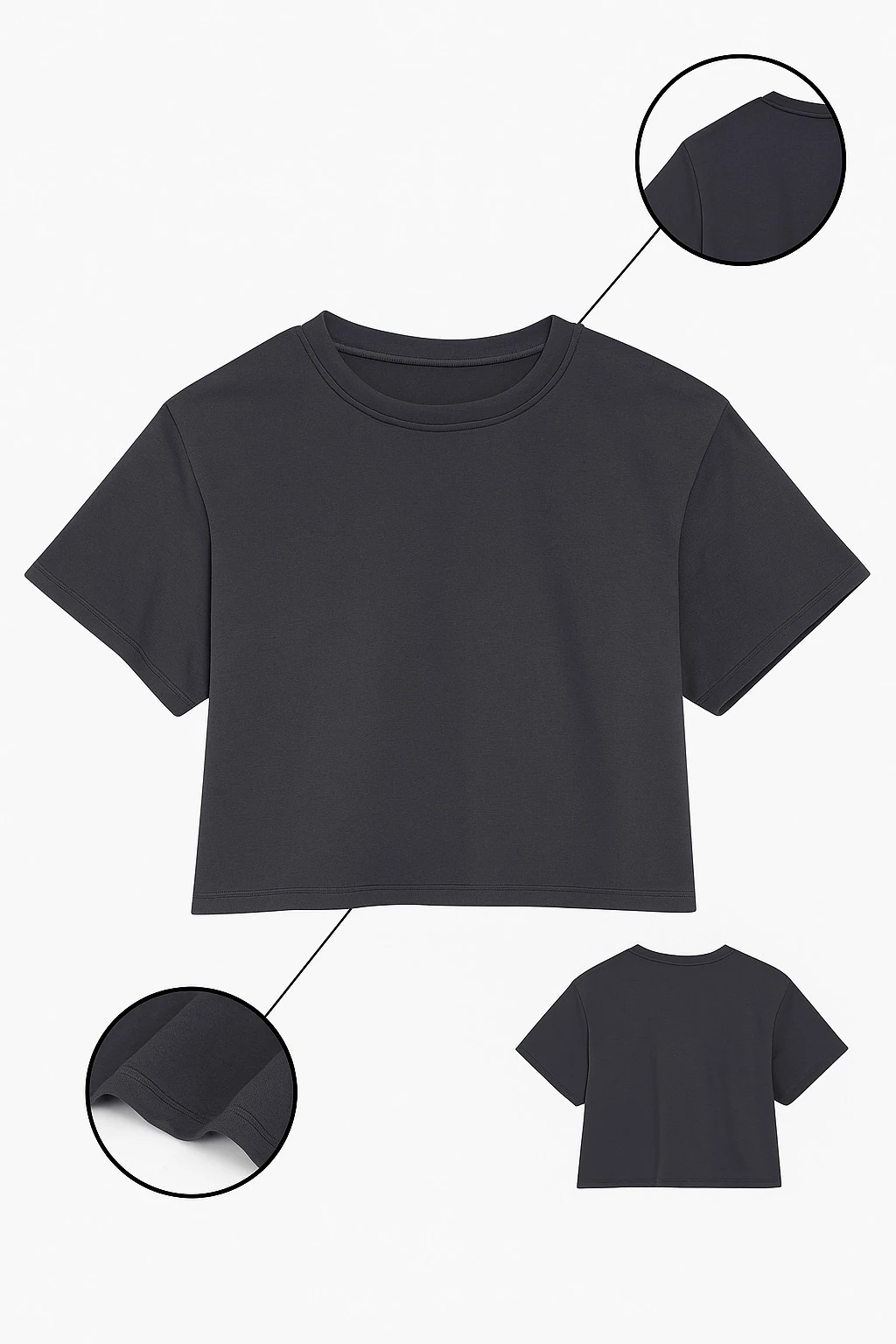 Antrasit Crop Tişört