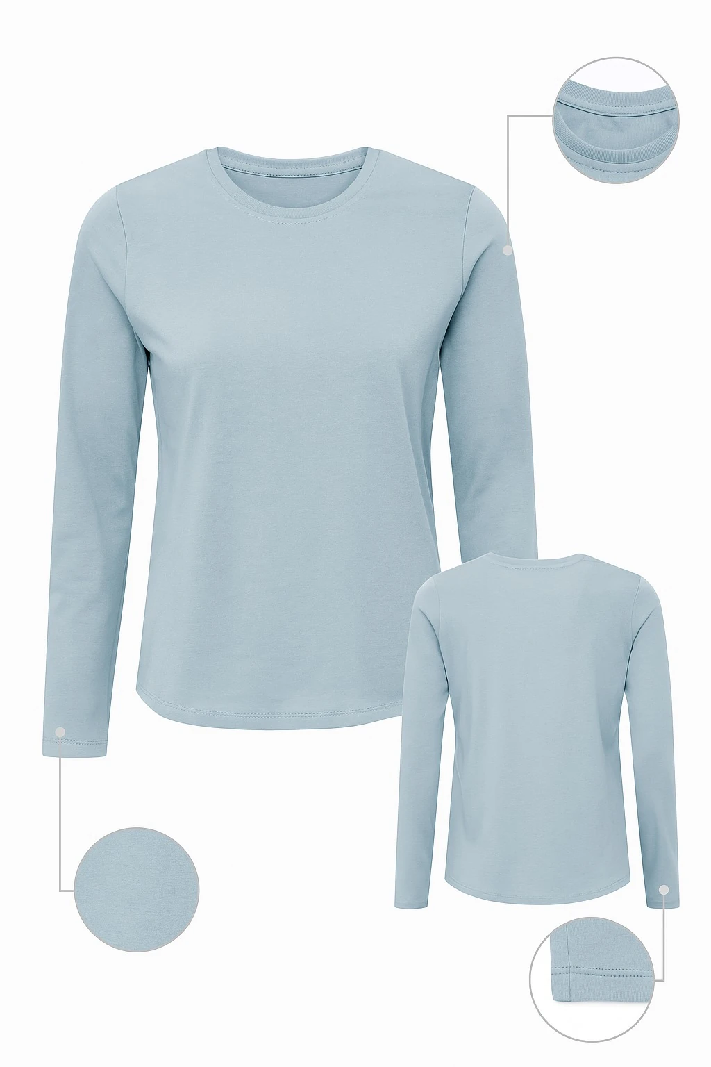 Kadın Uzun Kollu Basic Body – Buz Mavisi