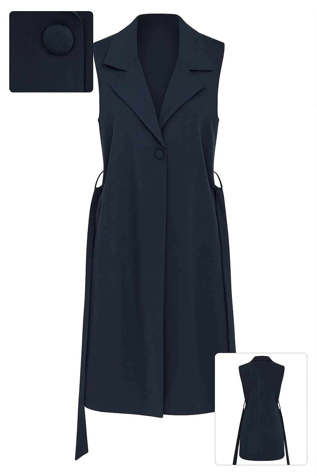 Kadın Uzun Yelek – Lacivert