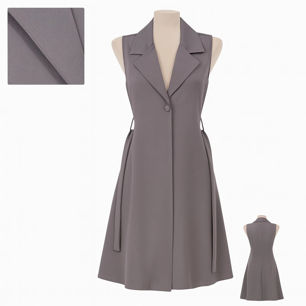 Kadın Uzun Yelek – Gri