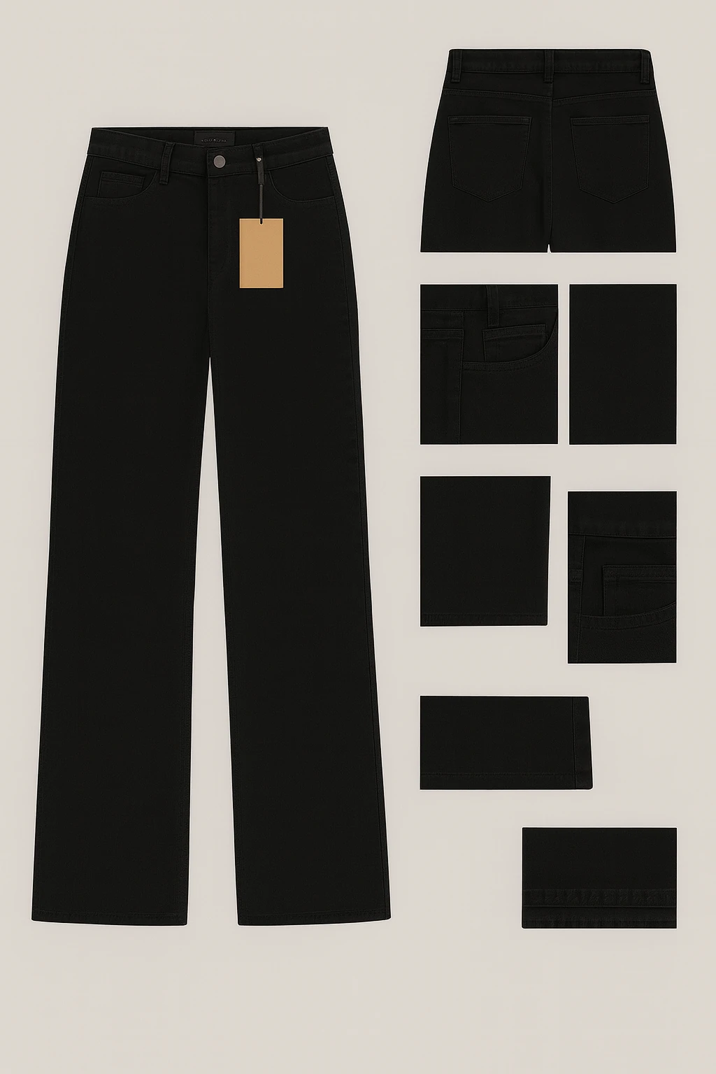 Siyah Straight Fit Denim Pantolon