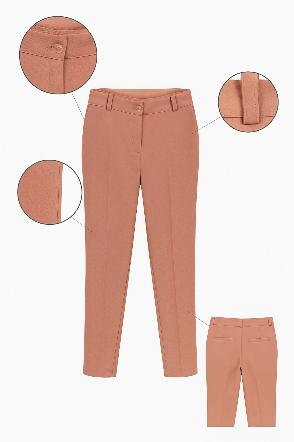 Şeftali Rengi Slim Fit Kumaş Pantolon