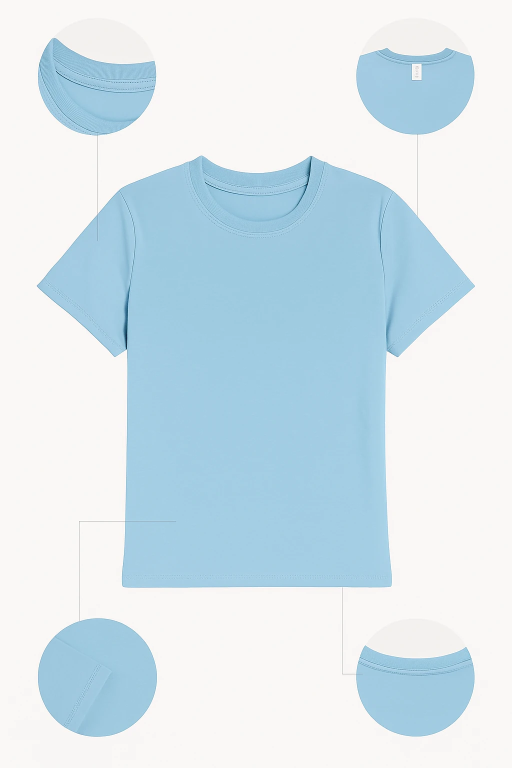 Kadın Açık Mavi Basic Bisiklet Yaka Kısa Kollu Tişört