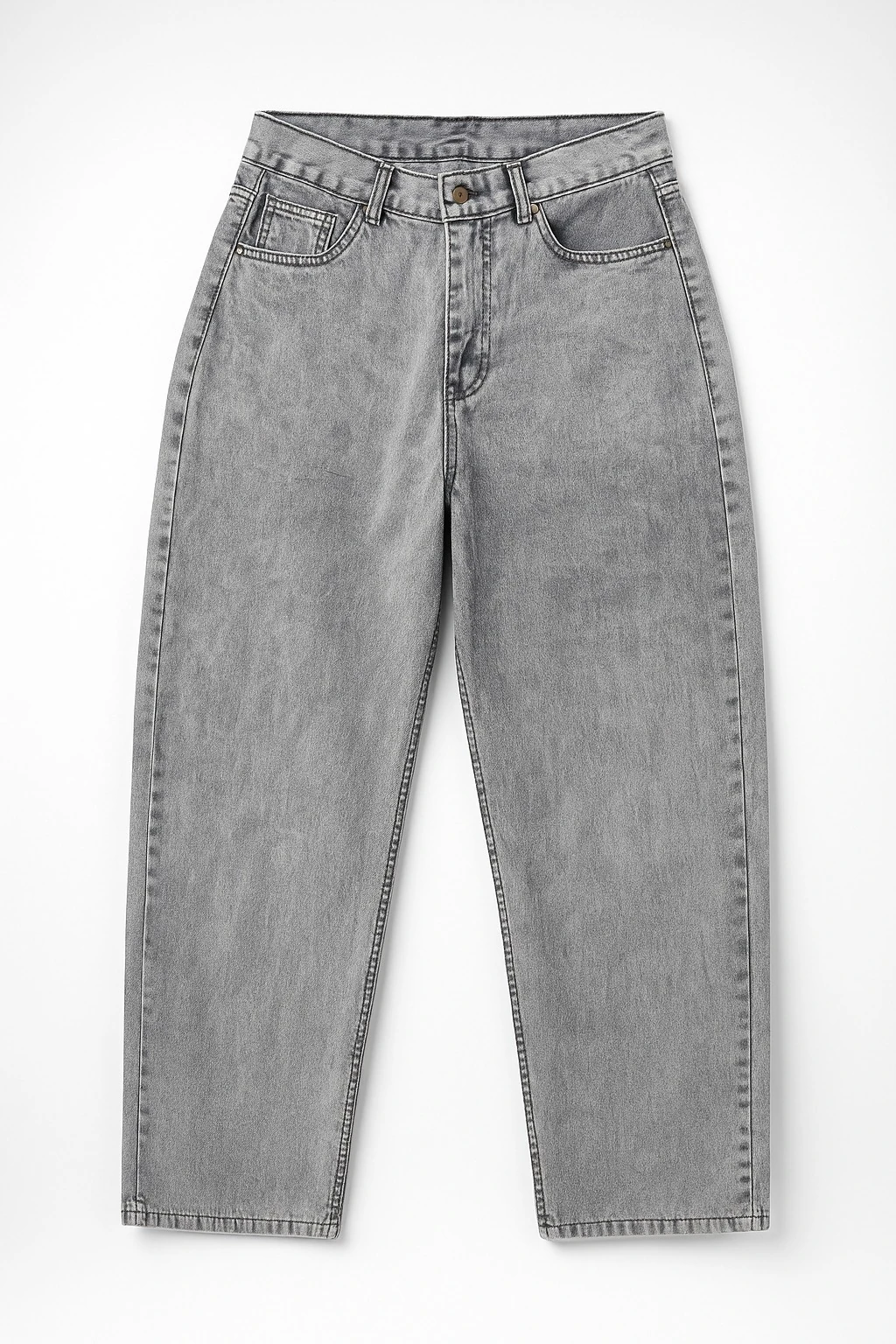 Gri Mom Fit Jean Pantolon