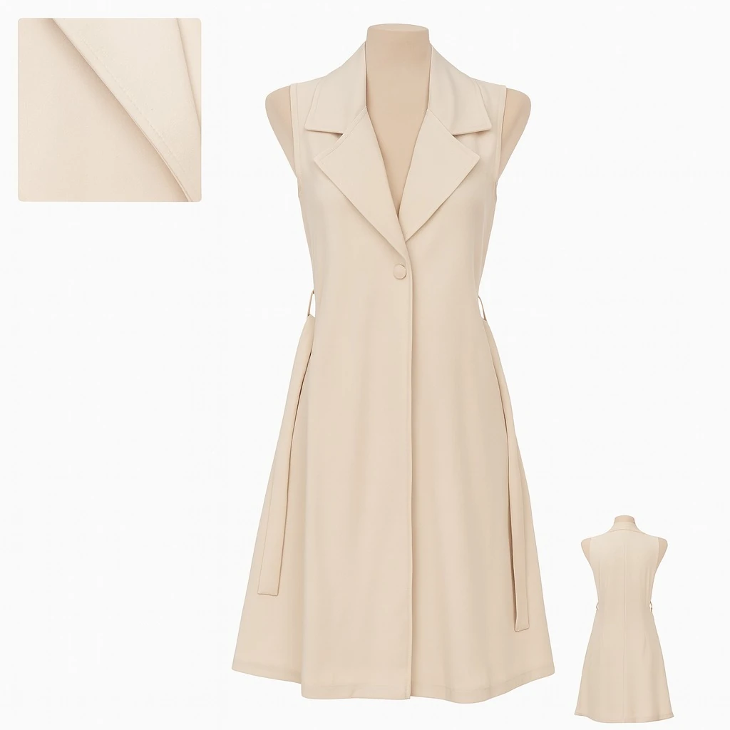 Kadın Uzun Yelek – Bej