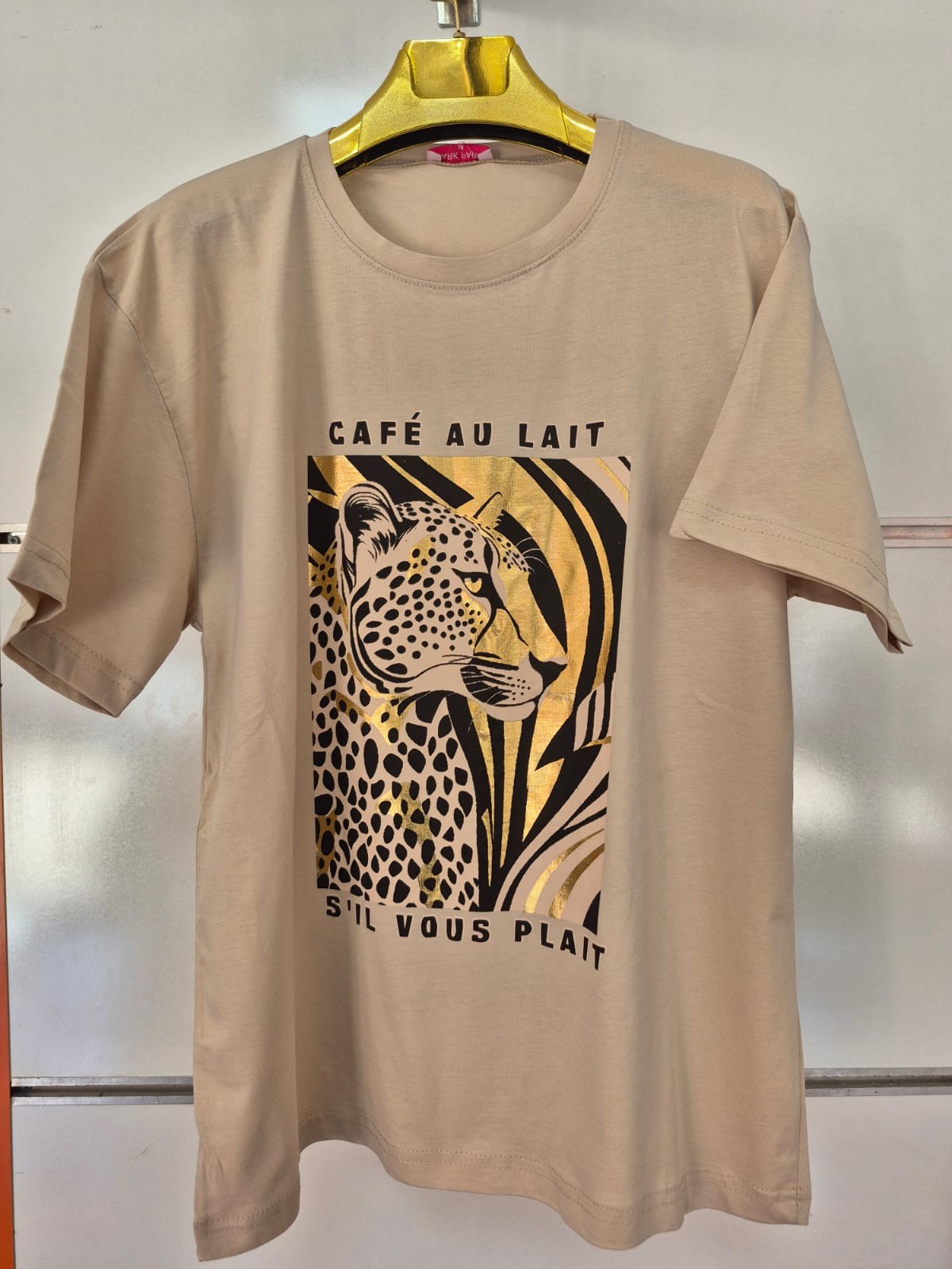 Bej Leopar Desen Tişört