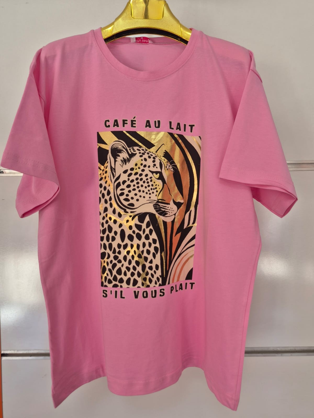 Pembe Leopar Desen Tişört