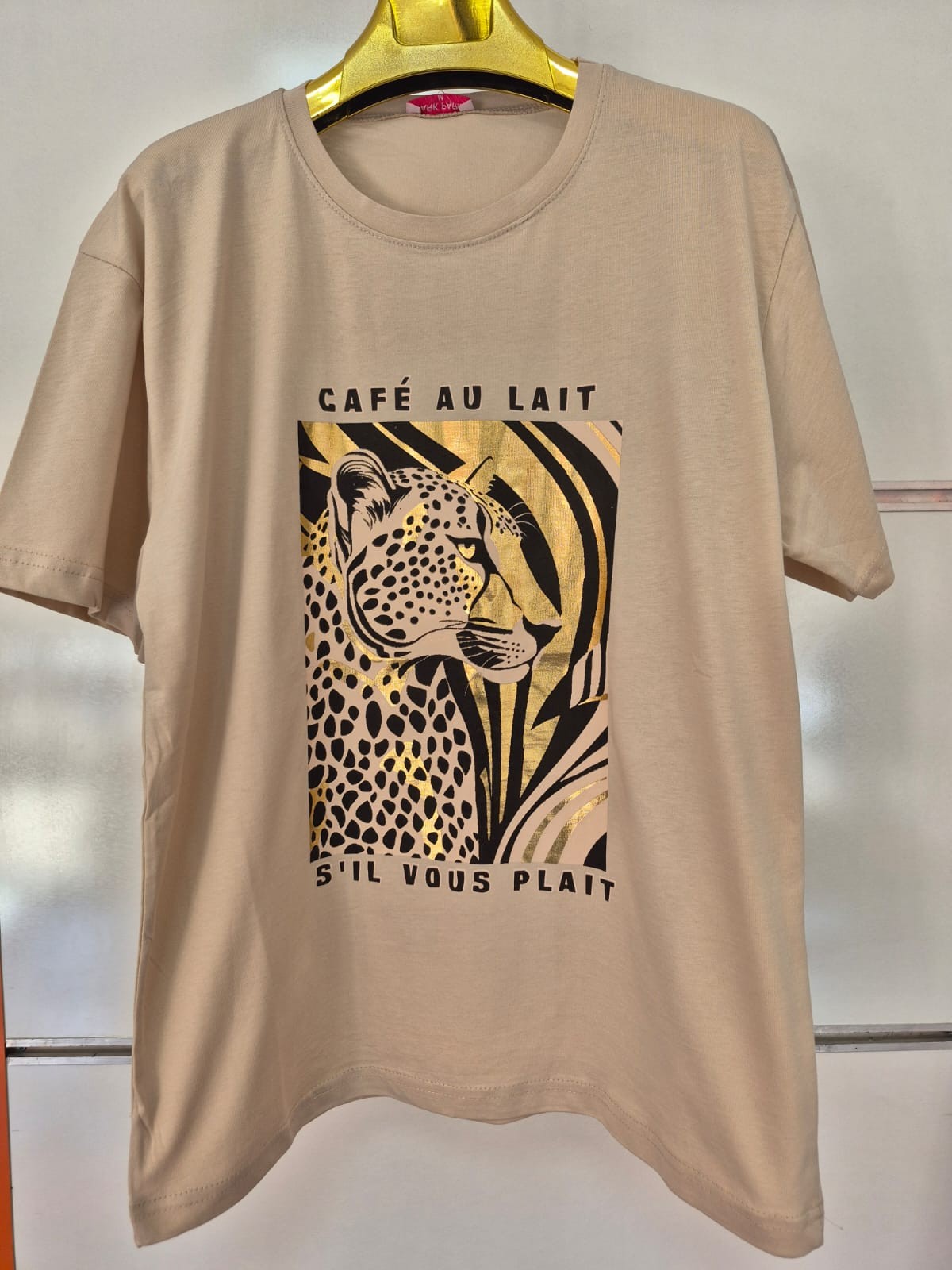 Bej Leopar Desen Tişört