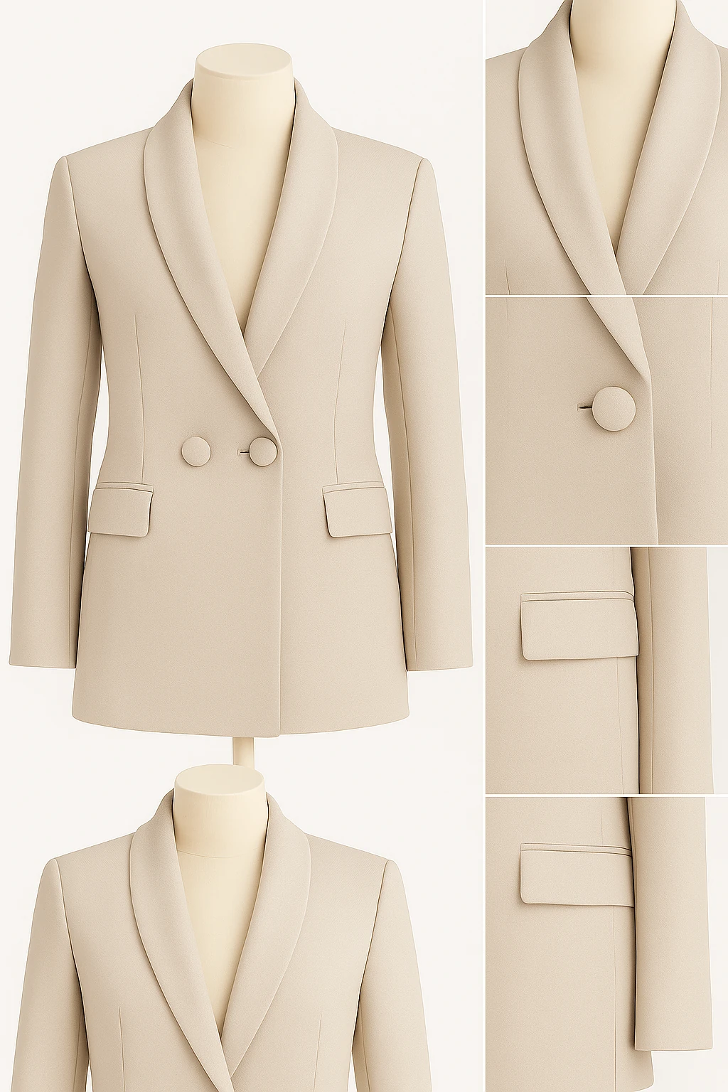 Minimalist  Bej Kadın Blazer Ceket