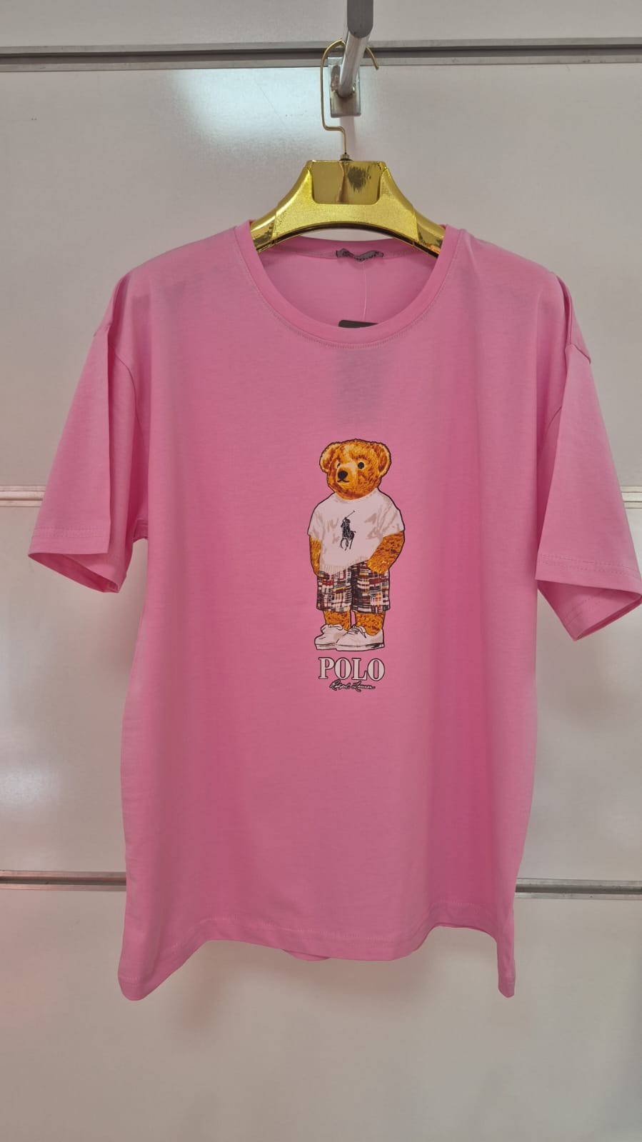 Ayıcık Desenli Pembe Tişört