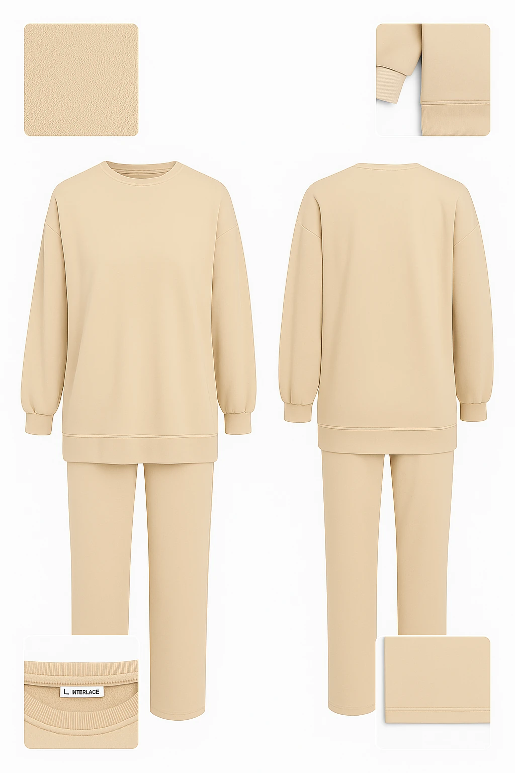 Bej Oversize Tesettür Eşofman Takımı