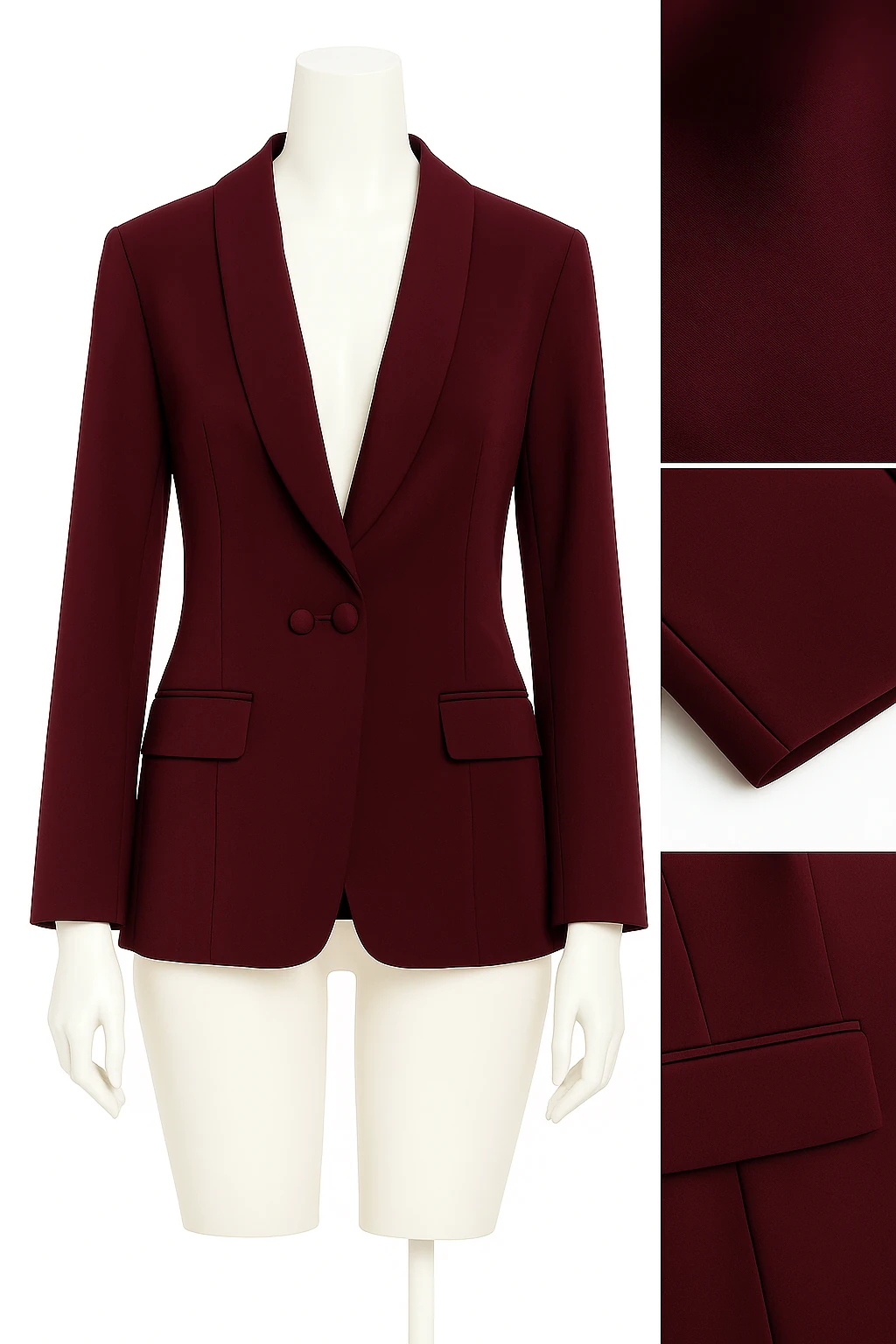 Minimalist Bordo Kadın Blazer Ceket