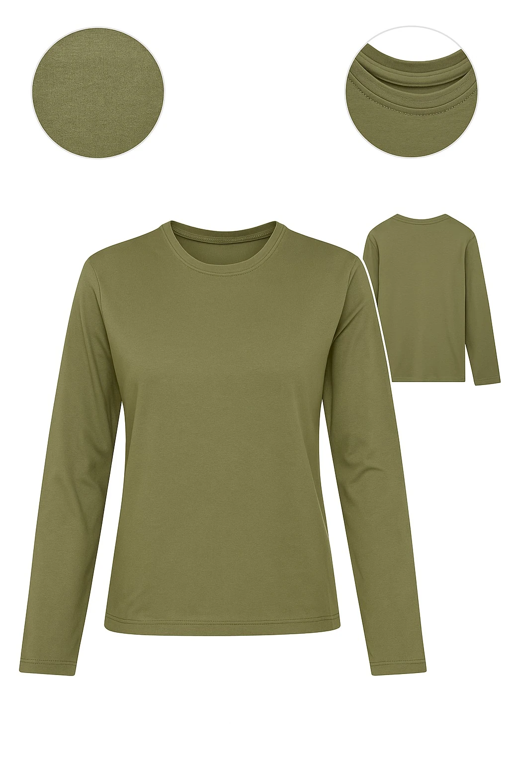 Kadın Uzun Kollu Basic Body – Haki