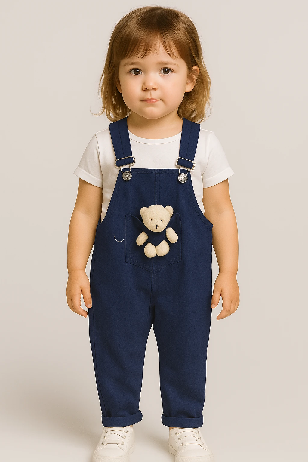 Ayıcık Cep Detaylı Lacivert Tulum