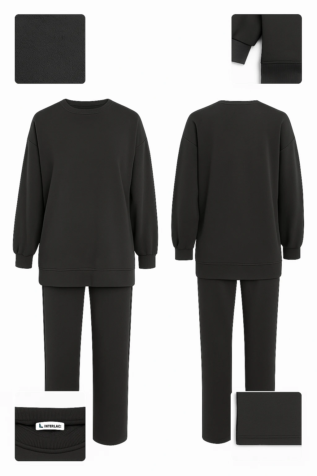 Antrasit Oversize Tesettür Eşofman Takımı