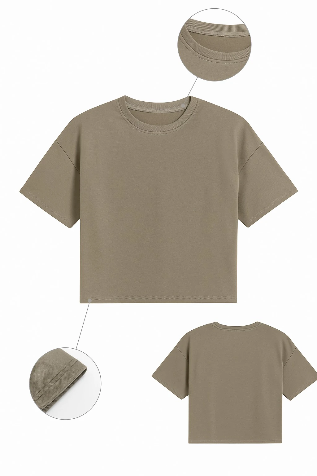 Haki Rengi Crop Tişört