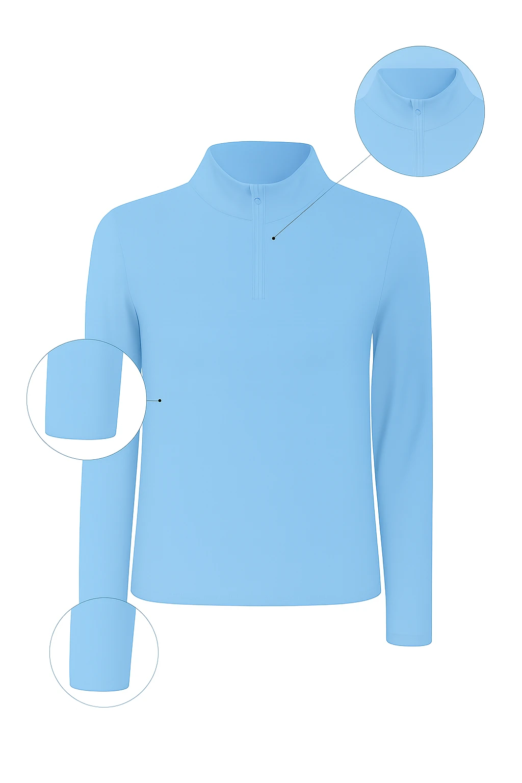 Gökyüzü Mavi Fermuarlı Sweatshirt