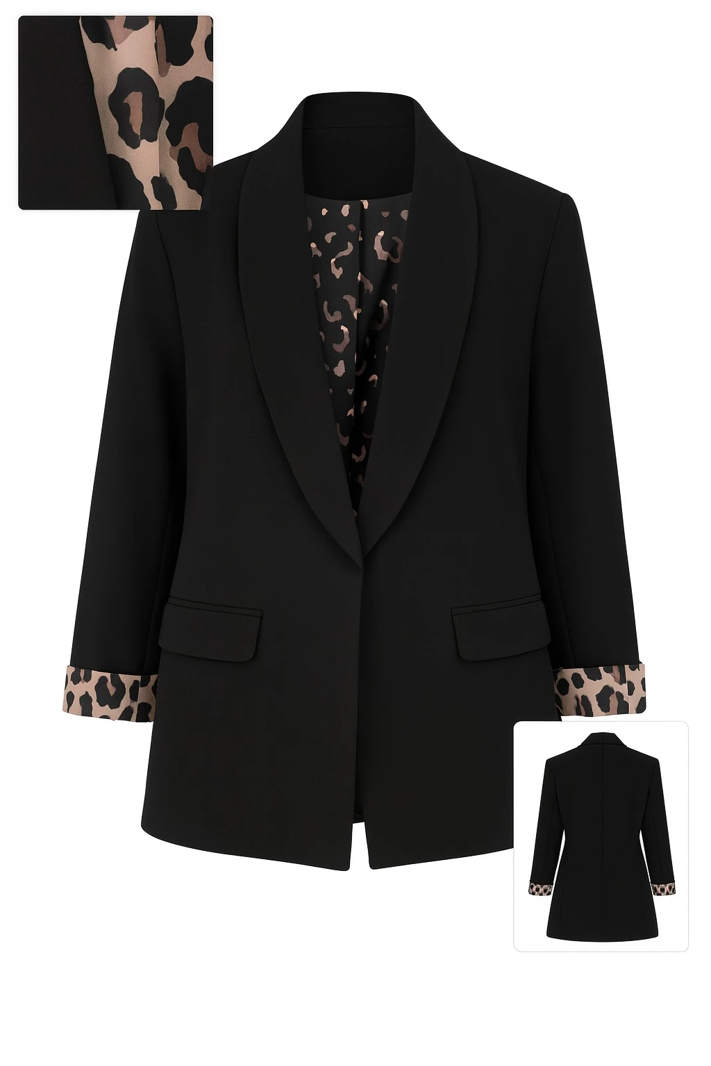 Kadın Desenli Astarlı Blazer Ceket – Siyah