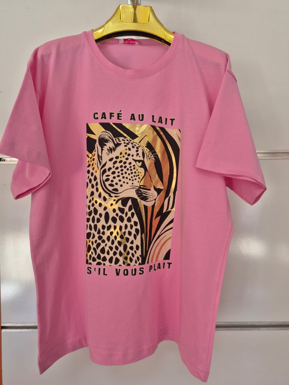 Pembe Leopar Desen Tişört