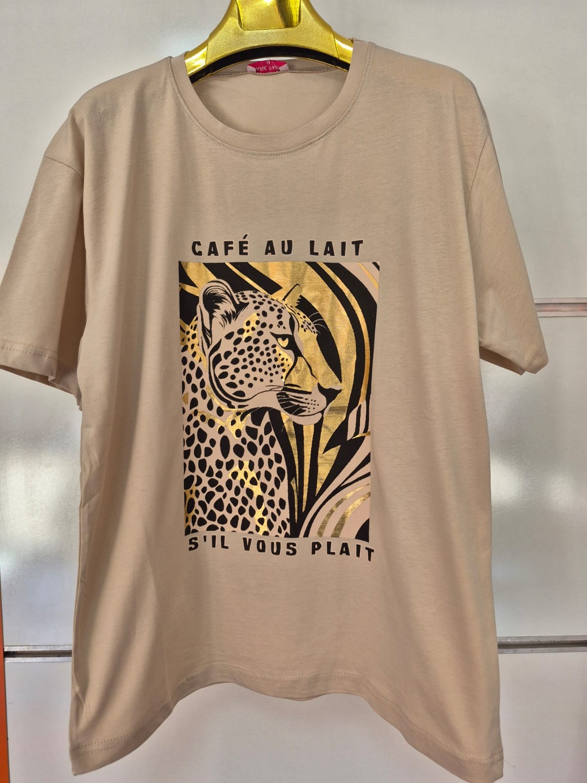 Bej Leopar Desen Tişört