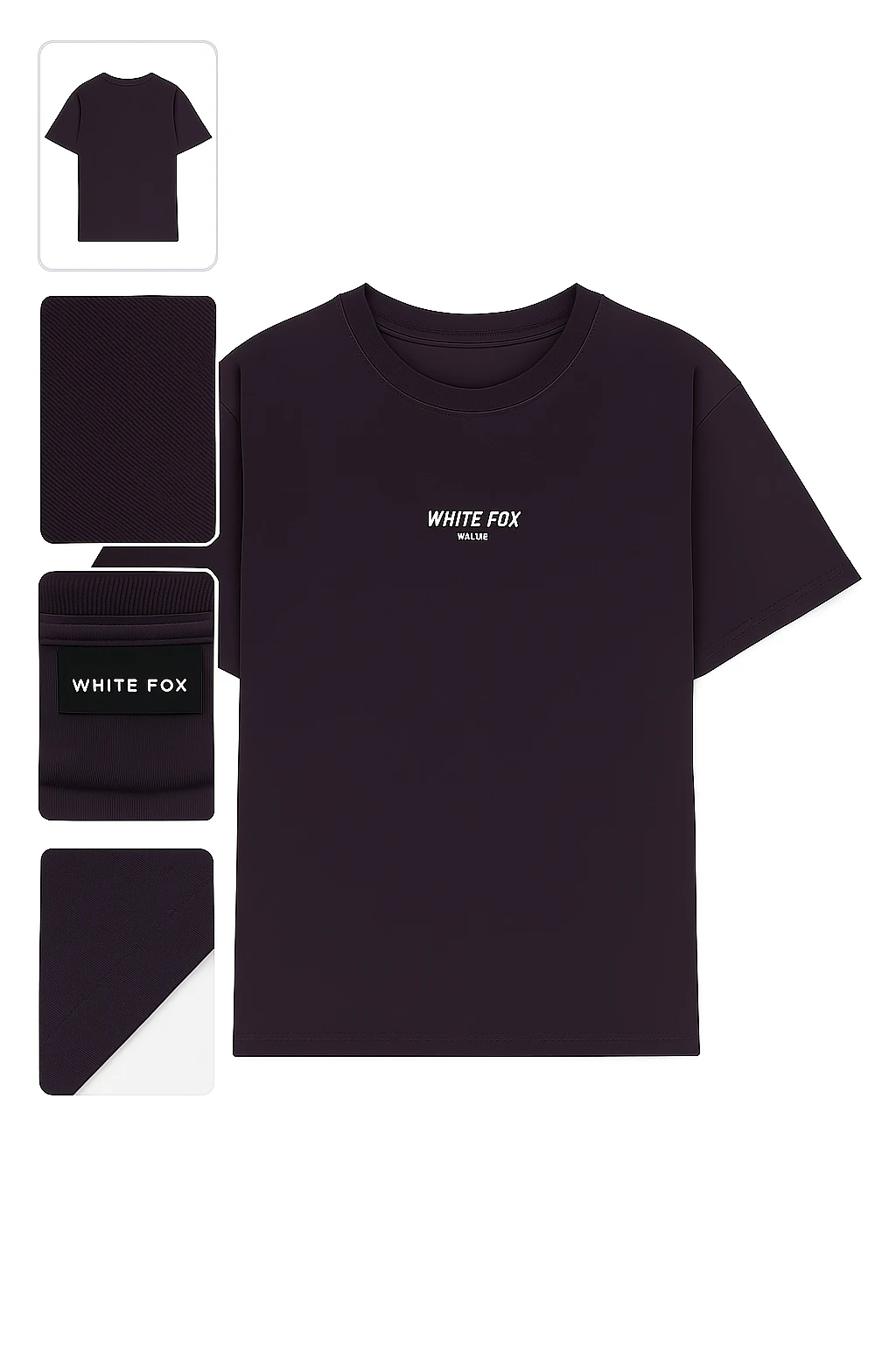 Kadın Koyu Mor Basic Bisiklet Yaka Kısa Kollu Tişört