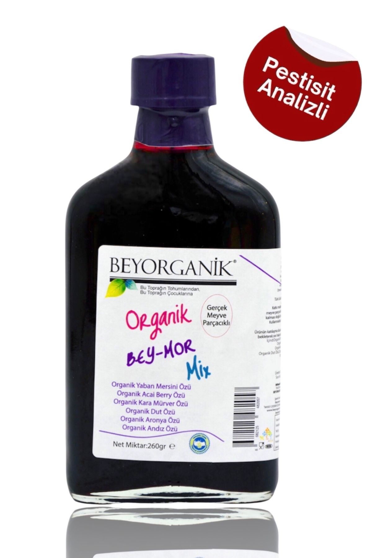Organik Bey-Mor Mix Meyve Parçacıklı 260 gr (PESTİSİT VE AĞIR METAL ANALİZLİ)