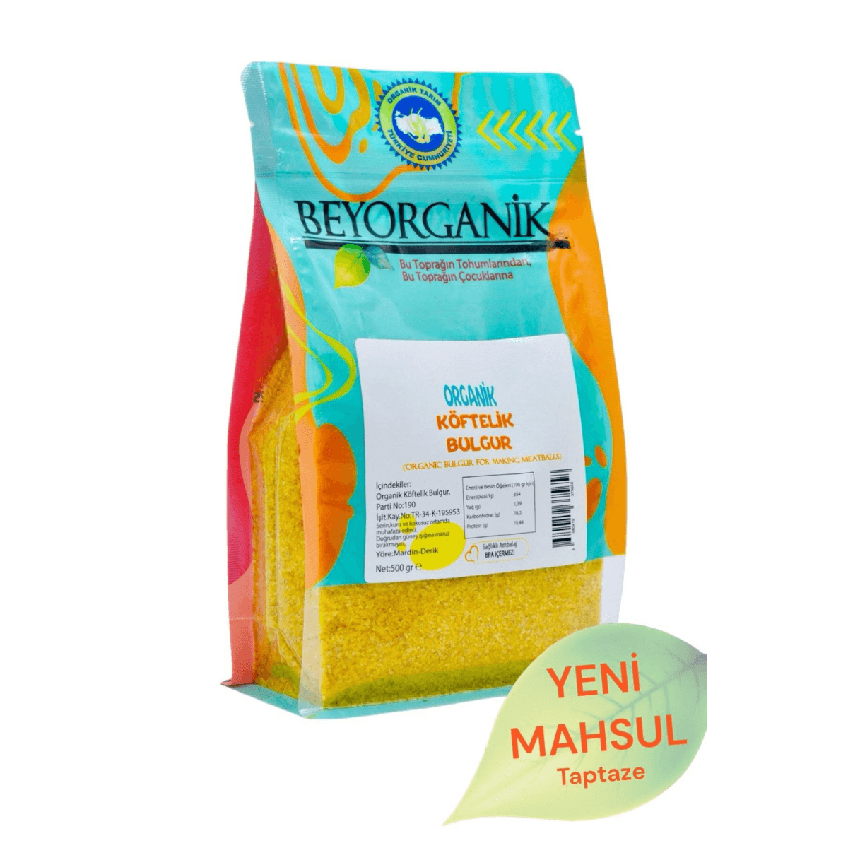 Organik Köftelik Bulgur 500gr (Pestisit ve Aflatoksin Analizli)