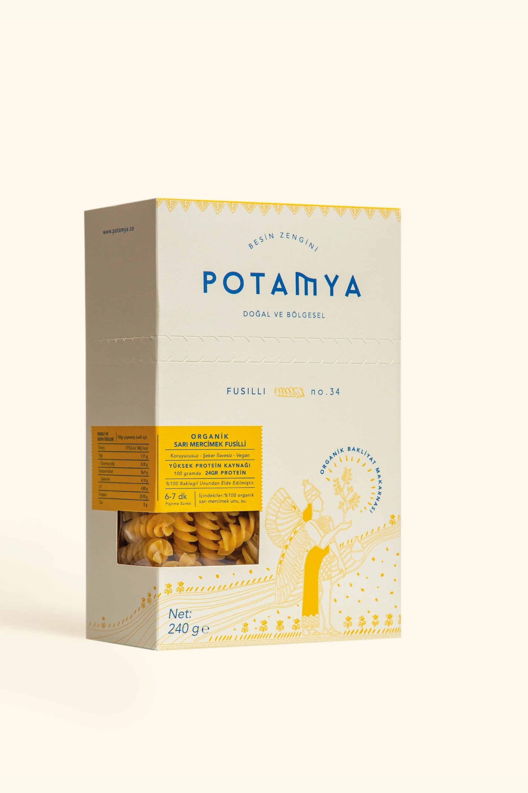 Organik Glutensiz Sarı Mercimekli Fusuilli 240 Gr (İz Miktarda Gluten)