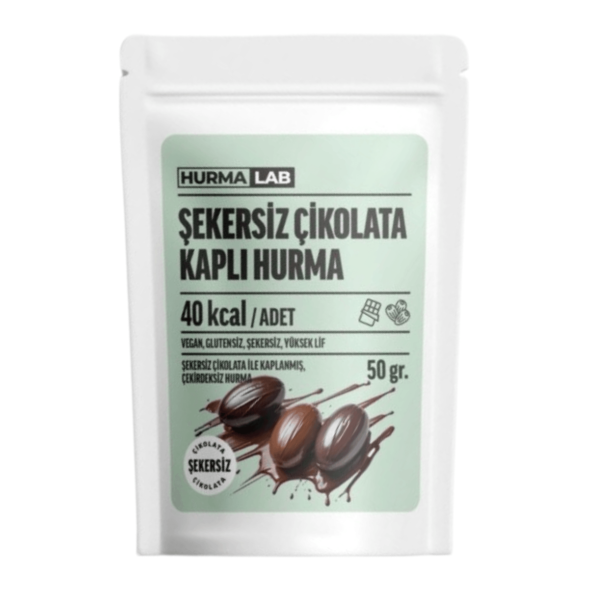 Şekersiz Çikolata Kaplı Hurma 100g