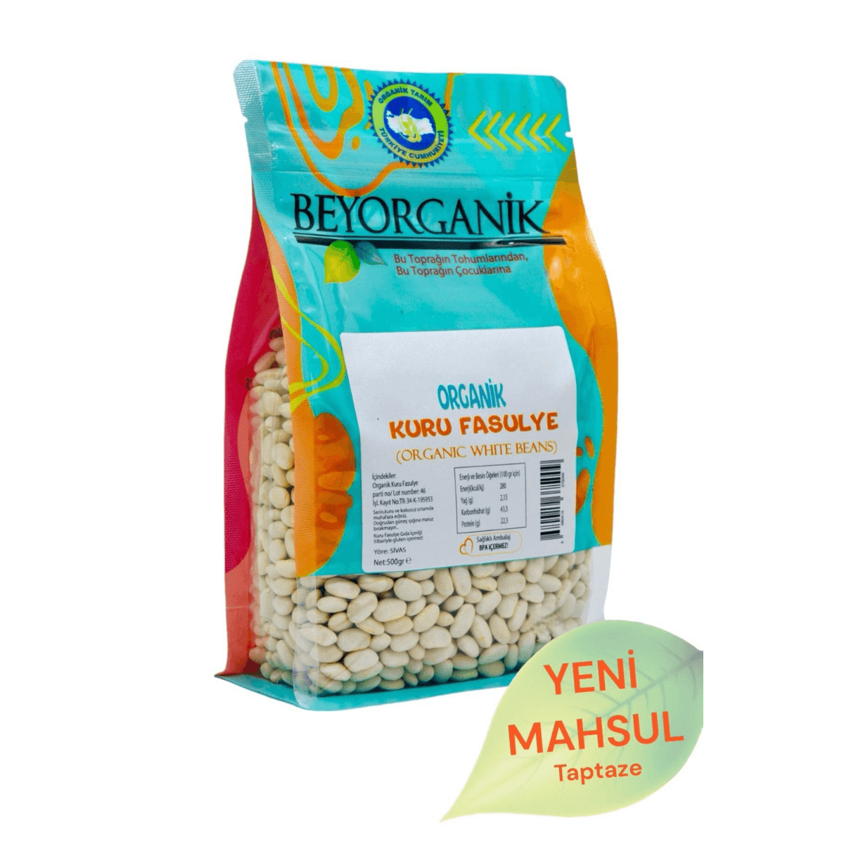 Organik Kuru Fasulye 500gr DERMASON (Pestisit ve Aflatoksin Analizli)