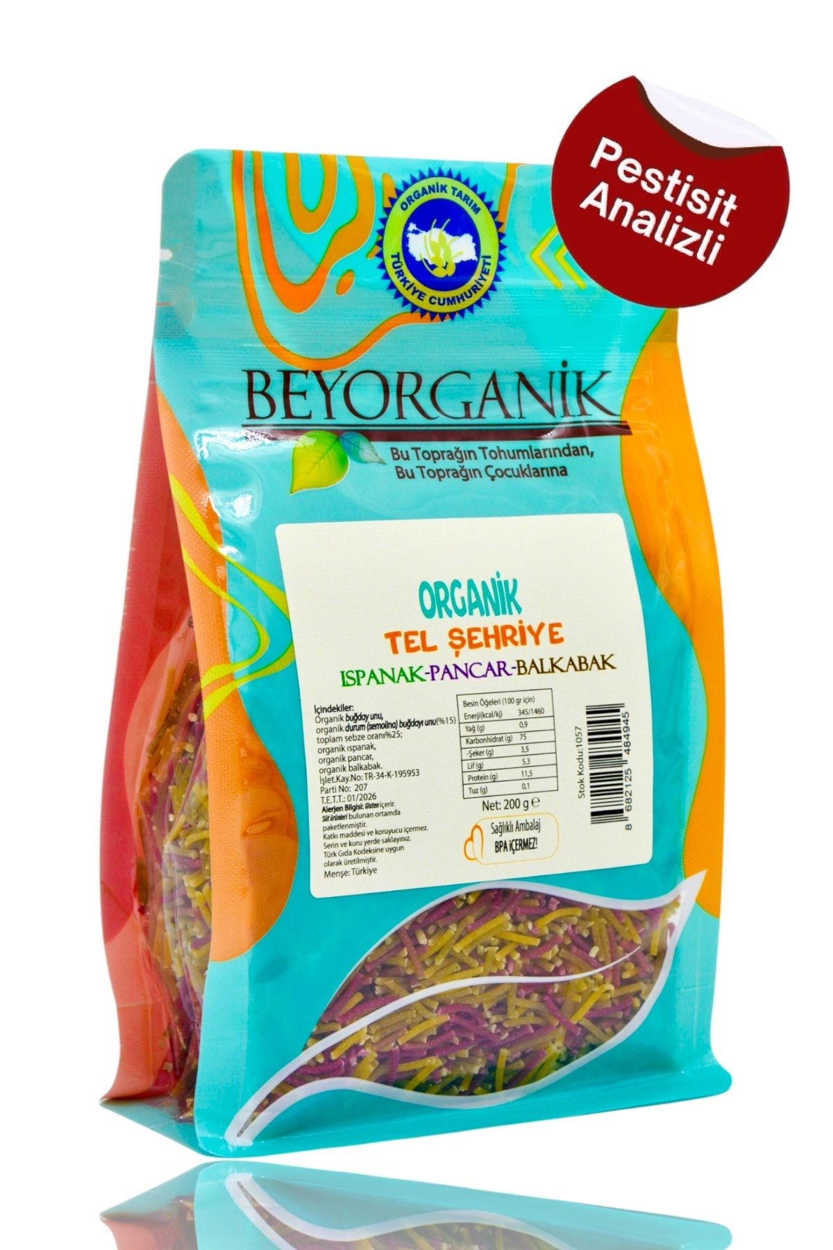Organik Sebzeli Tel Şehriye 200g (PESTİSİT VE AFLATOKSİN ANALİZLİ)