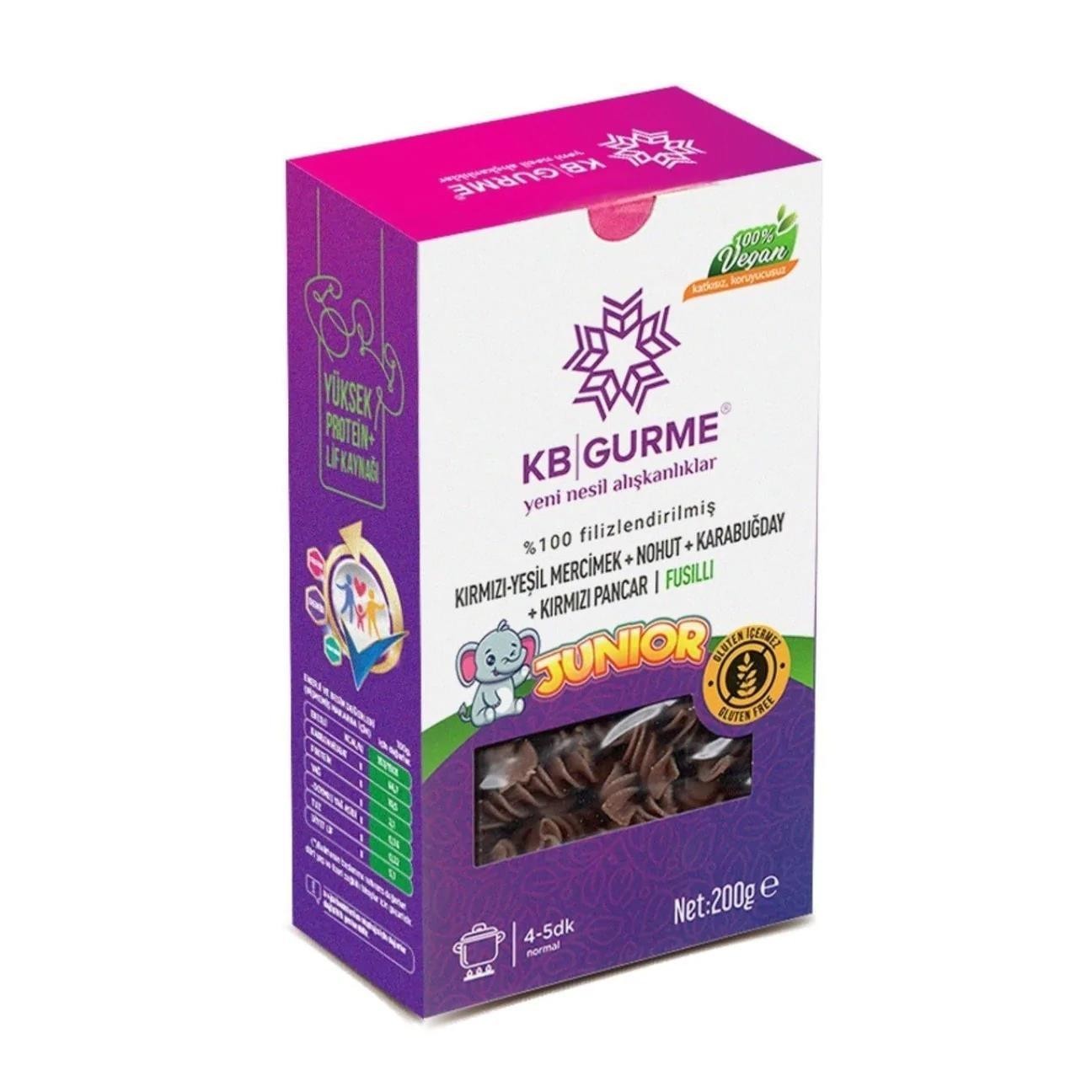 Glutensiz & Vegan Sebzeli Filizlendirilmiş Junior Fusilli Makarna 200 gr