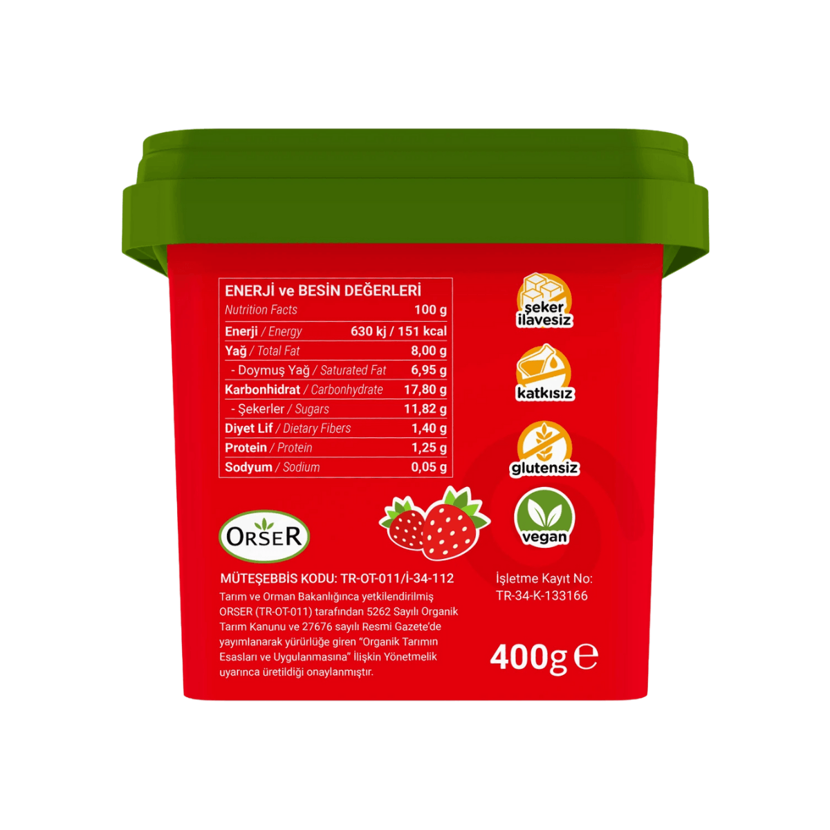 Organik Çilekli Vegan Dondurma 300g