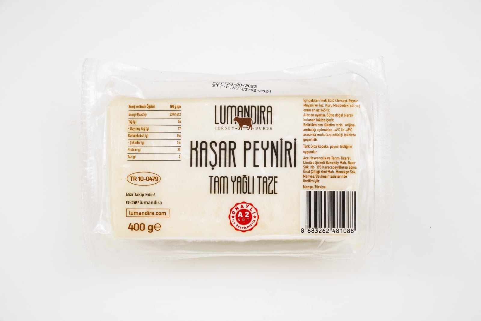 Jersey Sütü Tam Yağlı Kaşar Peyniri 400 Gr