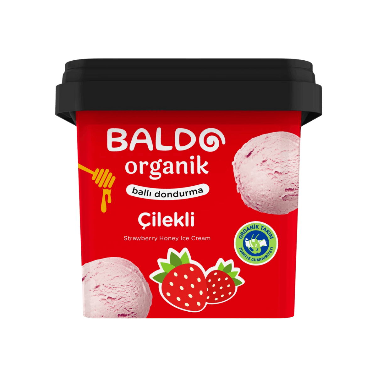 Organik Ballı Çilekli Dondurma 300g