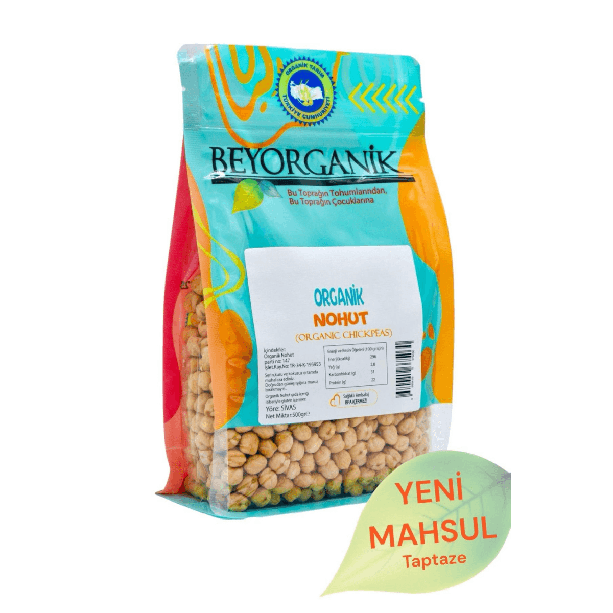 Organik Nohut 500gr (Pestisit ve Aflatoksin Analizli)