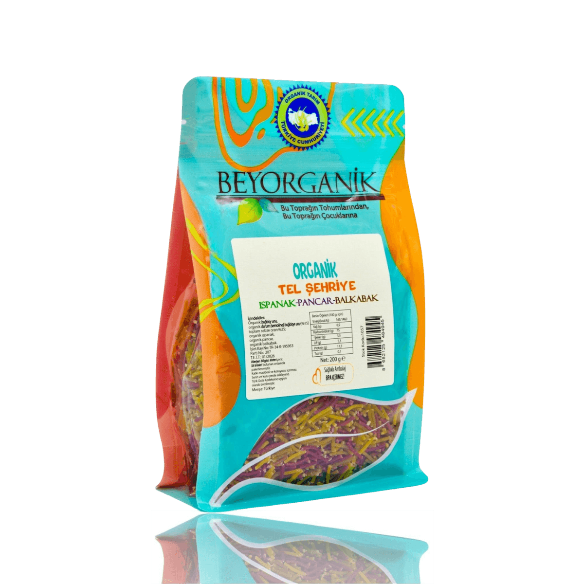 Organik Sebzeli Tel Şehriye 200g (PESTİSİT VE AFLATOKSİN ANALİZLİ)