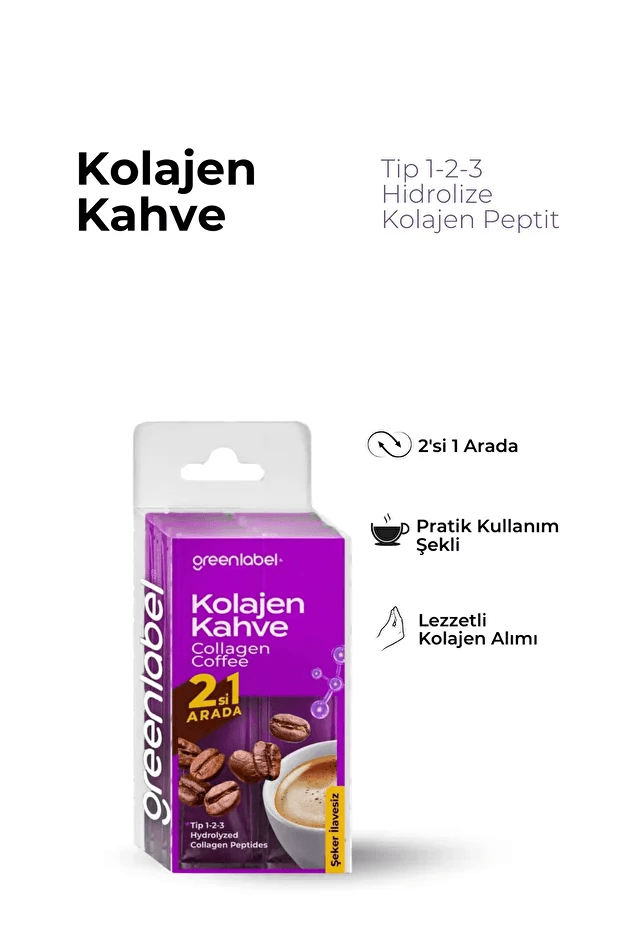 2si 1 Arada Tip 1-2-3 Hidrolize Kolajen Peptit & Kahve Stick (Şeker İlavesiz)