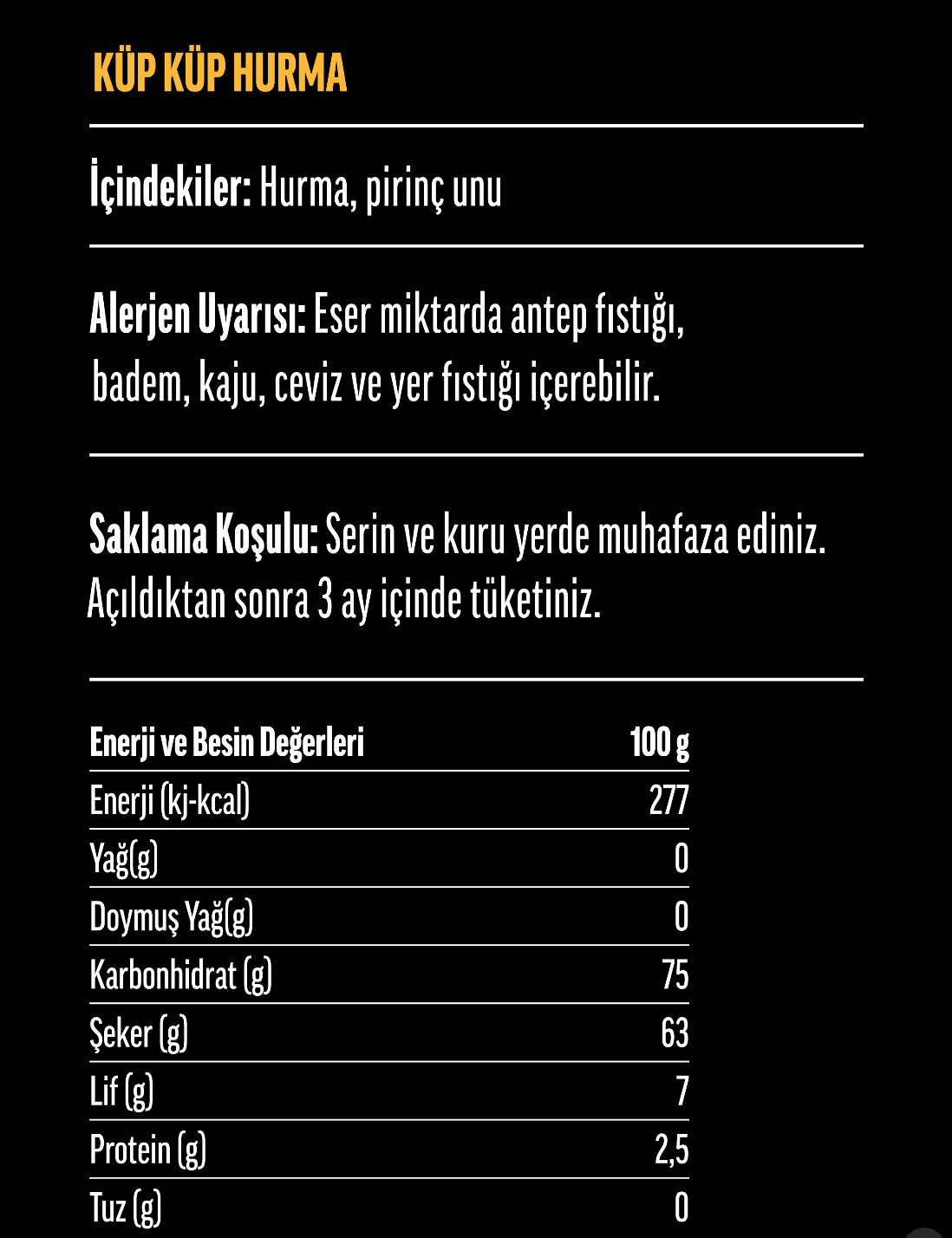 Küp Küp Hurma 280 gr