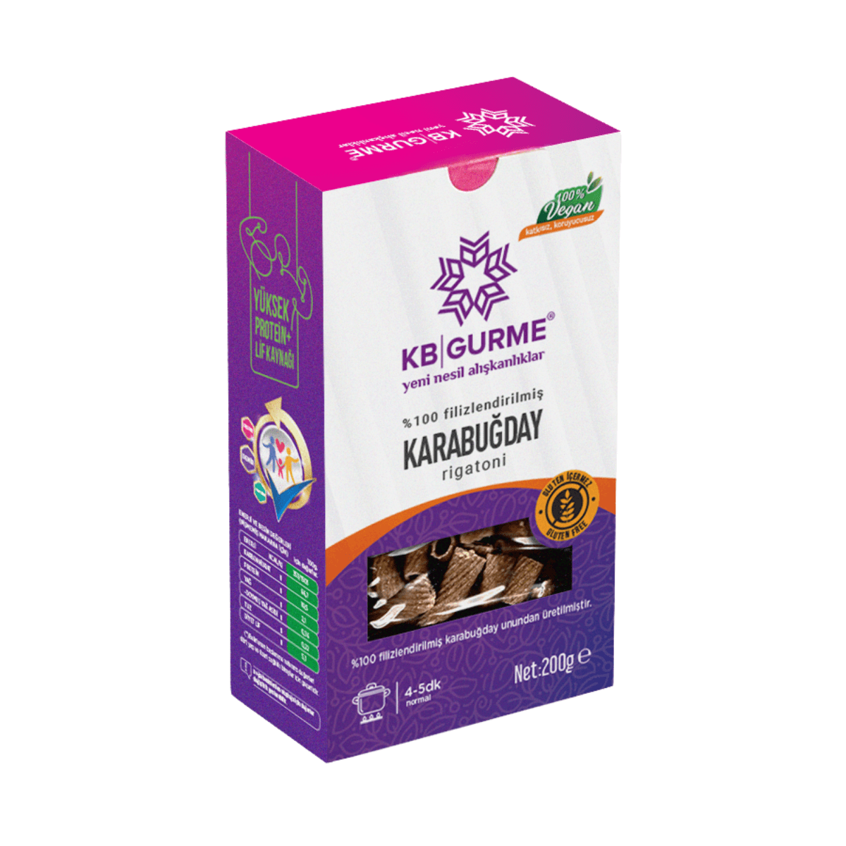 Glutensiz & Vegan Filizlendirilmiş Karabuğday Makarna Rigatoni 200 gr