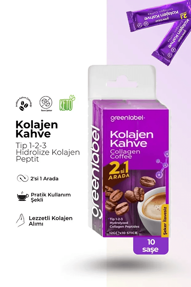 2si 1 Arada Tip 1-2-3 Hidrolize Kolajen Peptit & Kahve Stick (Şeker İlavesiz)