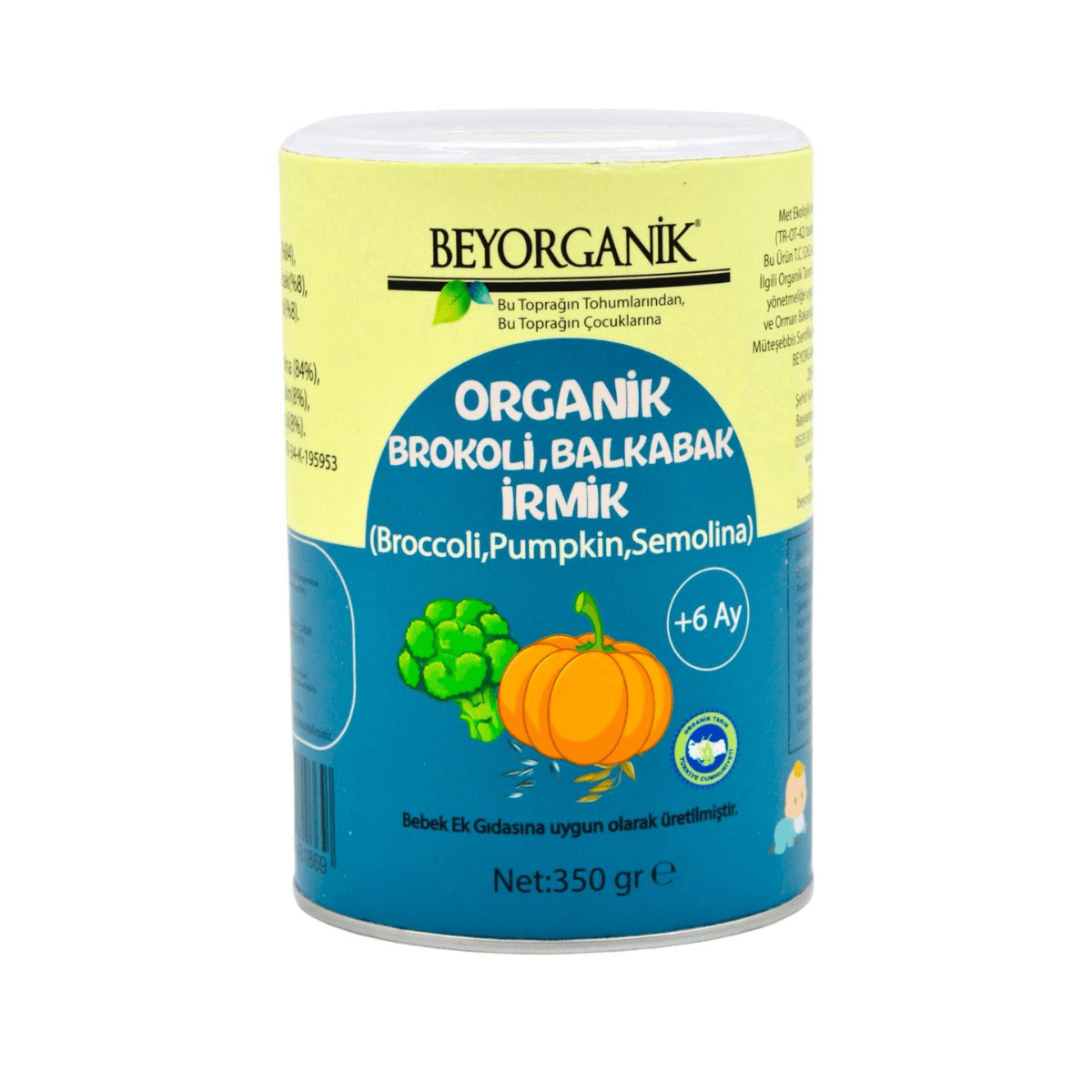Bebek Ek Gıdası Organik Brokoli Balkabak İrmik 250gr +6ay (PESTİSİT VE AFLATOKSİN ANALİZLİ)