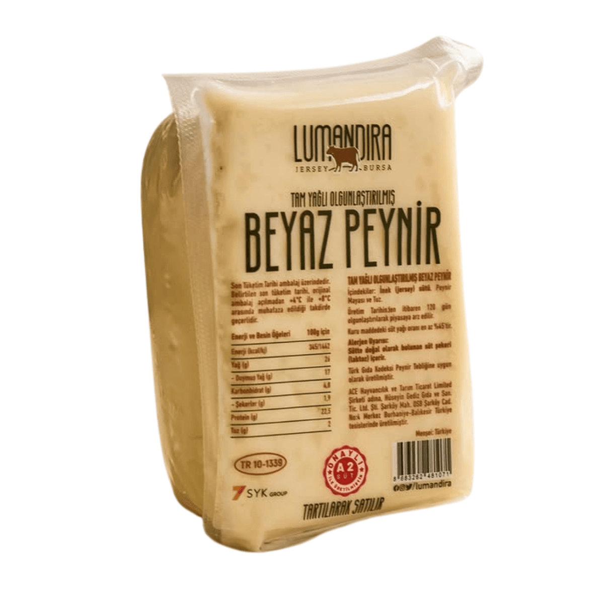 Jersey İnek Klasik Tam Yağlı Peynir 500g