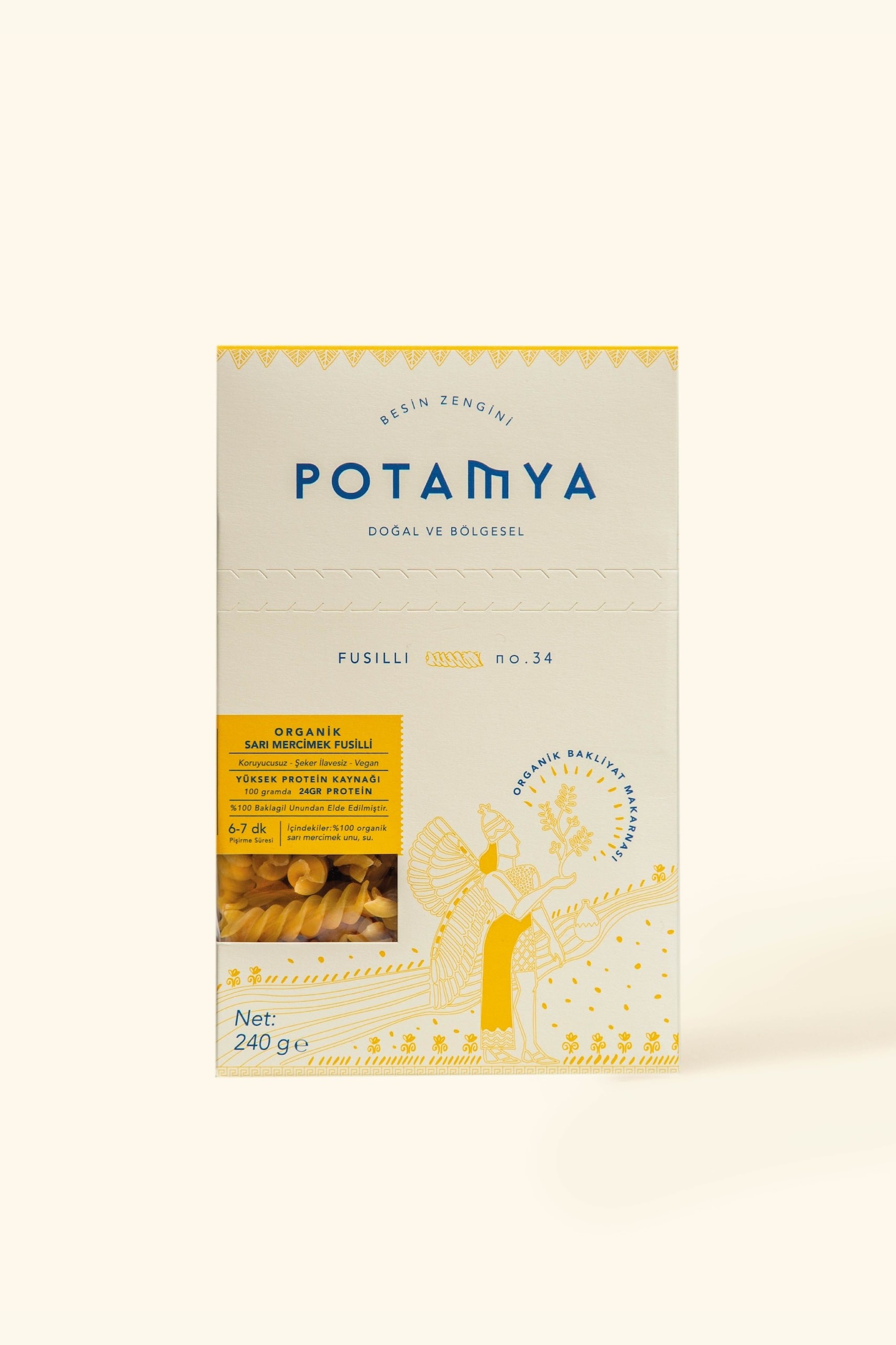 Organik Glutensiz Sarı Mercimekli Fusuilli 240 Gr (İz Miktarda Gluten)