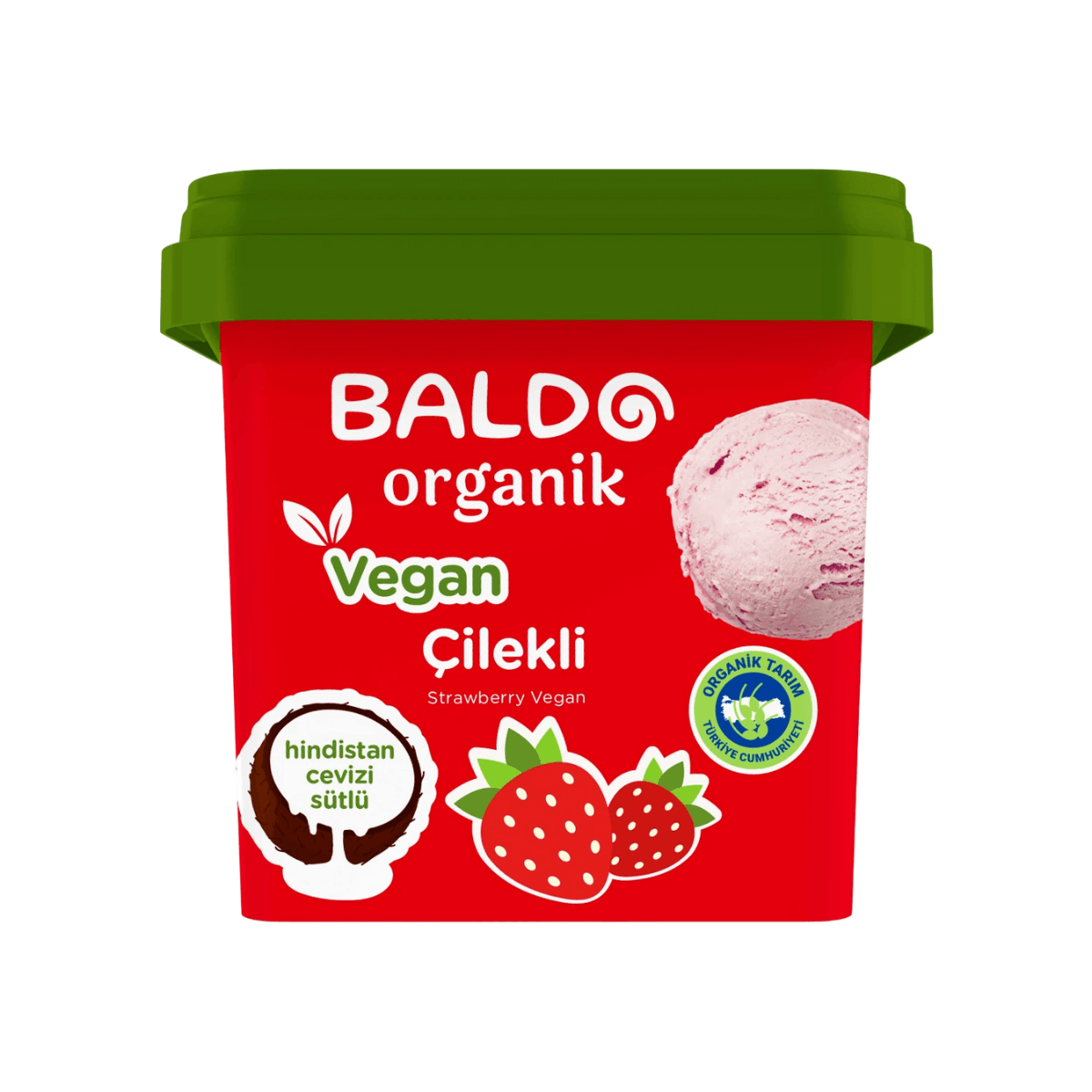 Organik Çilekli Vegan Dondurma 300g