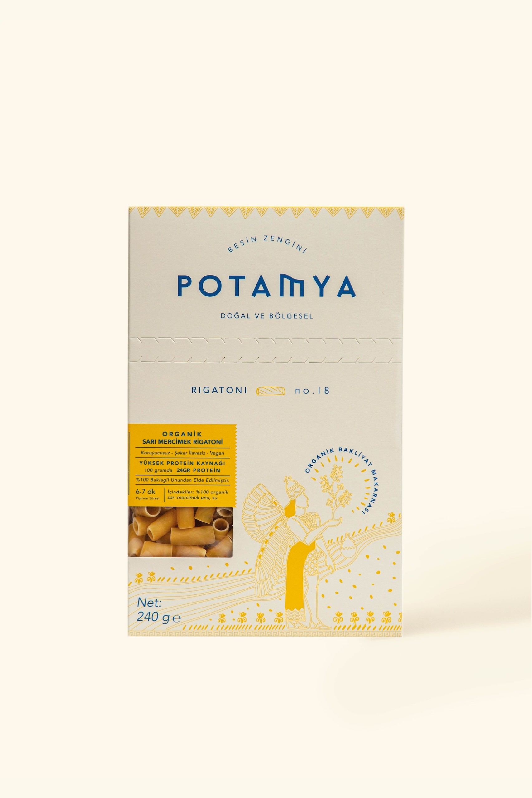 Organik Glutensiz Sarı Mercimekli Rigatoni 240 Gr (İz Miktarda Gluten)