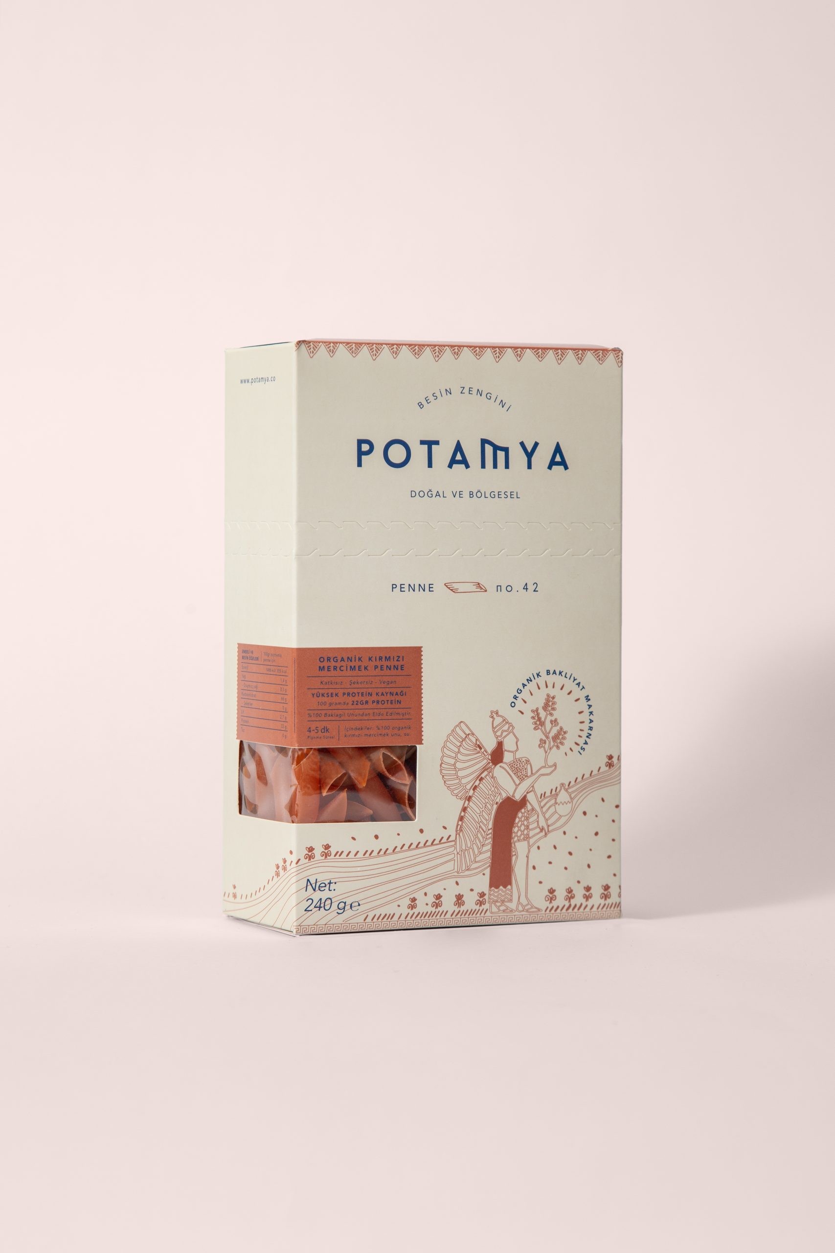 Organik Kırmızı Mercimekli Penne 240 Gr (İz Miktarda Gluten)