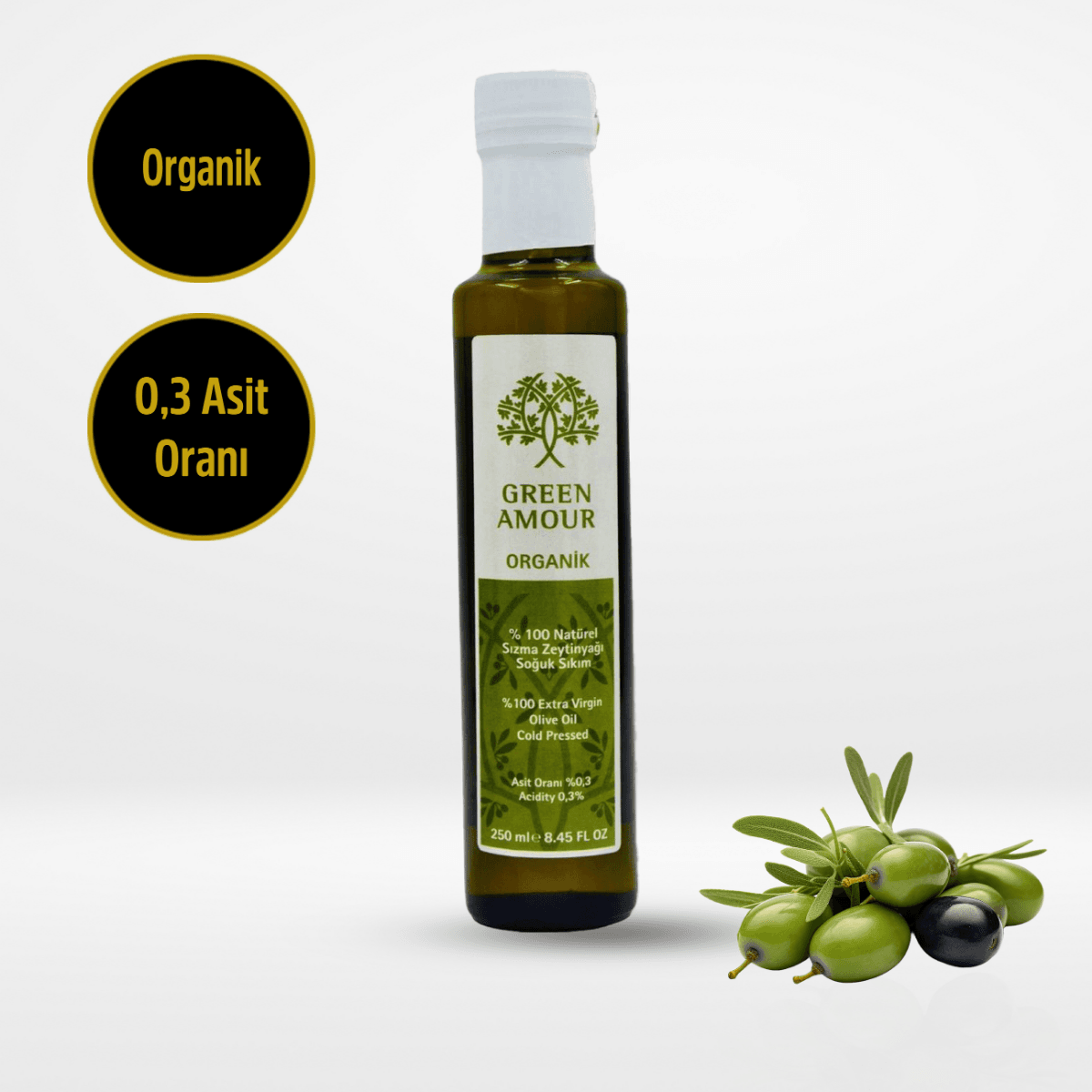 Organik- 0,3 Asit %100 Naturel Sızma Zeytinyağı 250ml