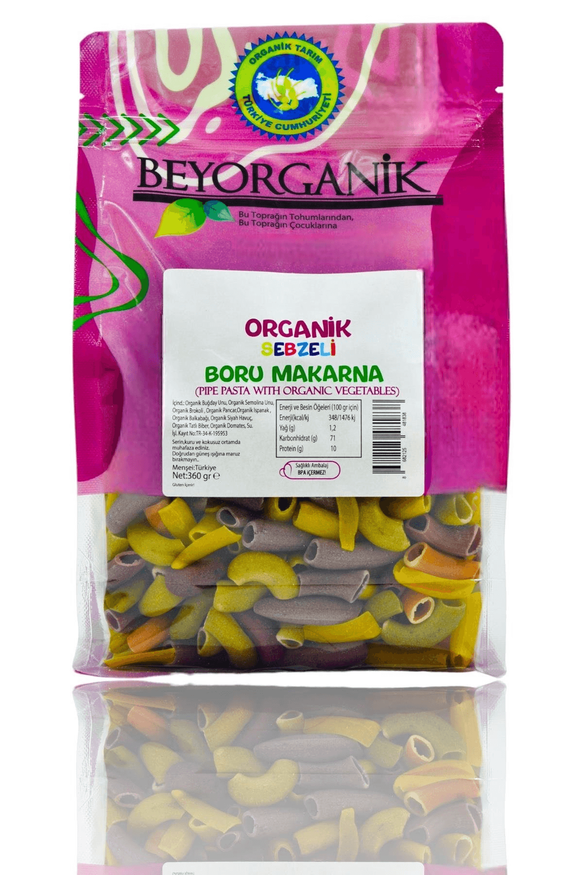 Organik Sebzeli Boru Makarna %18 Sebzeli 360gr (PESTİSİT VE AFLATOKSİN ANALİZLİ)