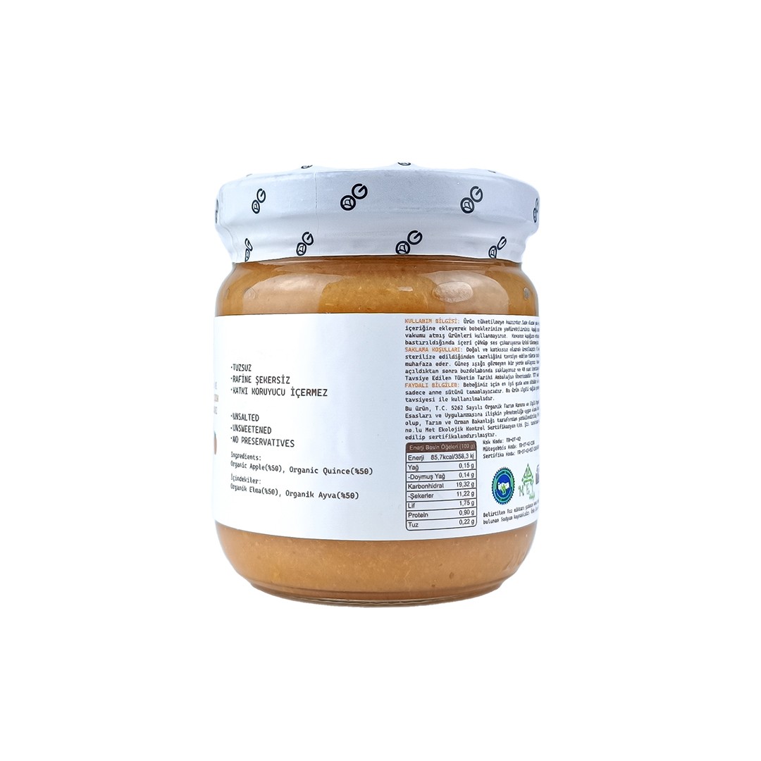 Organik Elma & Ayva Püresi 180 Gr +6 Ay